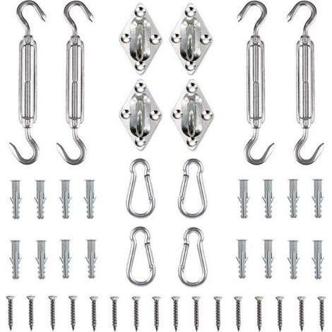 Soleil Voile d'ombrage kit matériel, rectangulaire/carré Voile d'ombrage d'installation pour pelouse de terrasse Jardin (1/4)