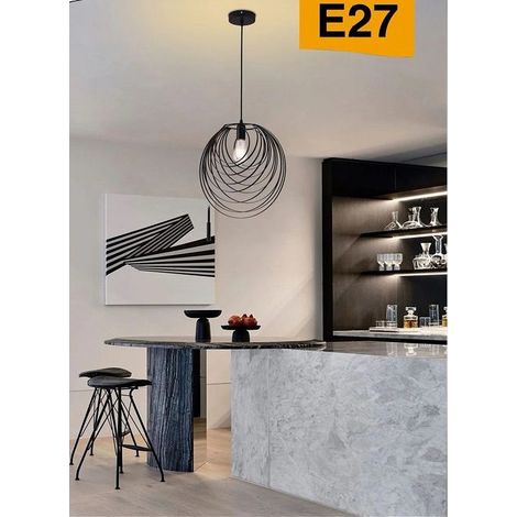 TrAdE Shop Traesio - Lampadario A Sospensione Nero E27 Lampada Geometrica Da Soffitto Decorativa B86 - (1/5)