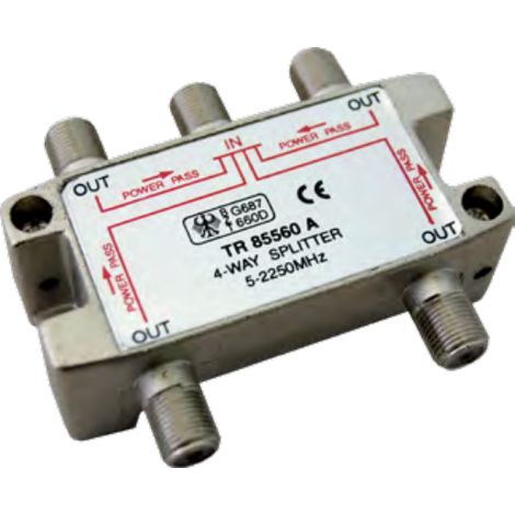 Répartiteur TV satellite UHF/VHF/FM d’intérieur 1 entrée 4 sorties 5-2400 Mhz (1/2)