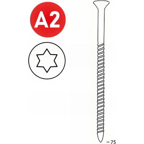 Scrail de 2000 vis INOX Torx (TX) 16° SCRAIL 28/32 x 75 mm - 16S28759 Alsafix