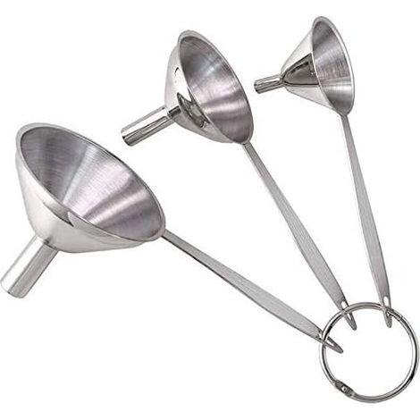 Sollbry Embudos de llenado de botellas de acero inoxidable serie 3-1, juego de 3 embudos de cocina para transferir aceites esenciales líquidos. (1/5)