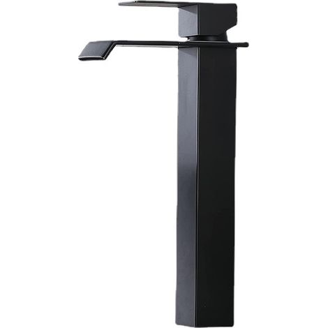 Robinet cascade noir, vasque en acier inoxydable 304 avec eau chaude et froide, lavabo, robinet de salle de bain (1/4)