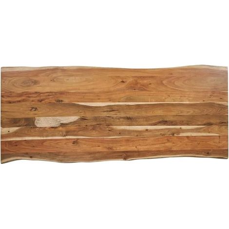 Plateau de table de repas 200 x 100 cm en bois d'acacia massif – Bords naturels et veinage unique – Élégance pour salle à manger – Meubletmoi (1/5)