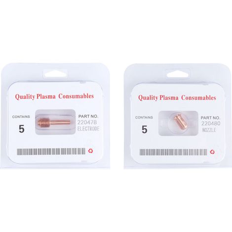 Jeu de consommables pour torche plasma MAX30 - 5 pièces (électrodes et buses) (1/5)