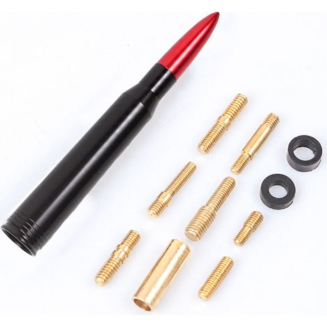 Car modification accessories, decorative roof antennas, bullet antennas, suitable for off-road vehicles, aluminum alloy short antennas - red (1/4)