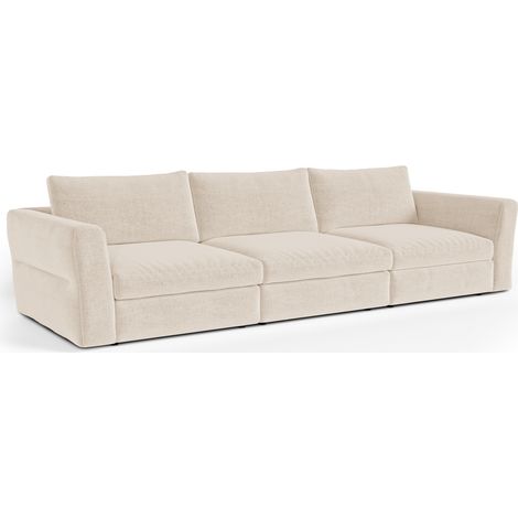 Canapé modulable 5 places en tissu tramé toucher doux (1/5)