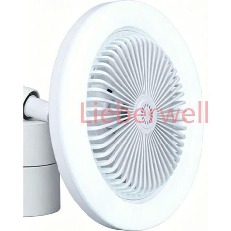 Ventilateur Plafond Silencieux E27 30 W Silencieux Réglable,Avec éclairage LED,Chambre, salle à manger, cuisine,Blanc (1/5)