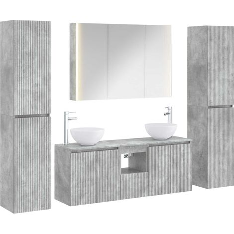 Ensemble de mobilier de salle de bain 6 pcs Gris béton vidaXL (1/5)