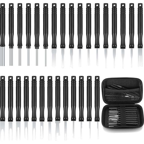 Werkzeugsatz Terminal Entferner KFZ Kabel Stecker Pin 30 Schwarz 30pcs (1/5)