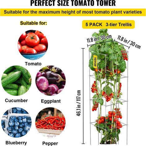 Cages à tomates 30x30x117 cm support pour plantes de jardin 5PCS (1/5)