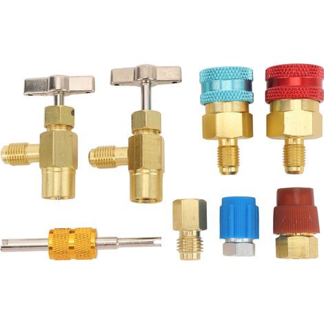 Ortviai Kit de raccords rapides R1234yf avec obturation automatique pour recharge climatisation auto – laiton, haute/basse pression (1/5)