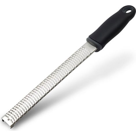 Râpe à citron, râpe à fromage de cuisine en acier inoxydable, couvercle en plastique, poignée ergonomique douce noire (1/5)