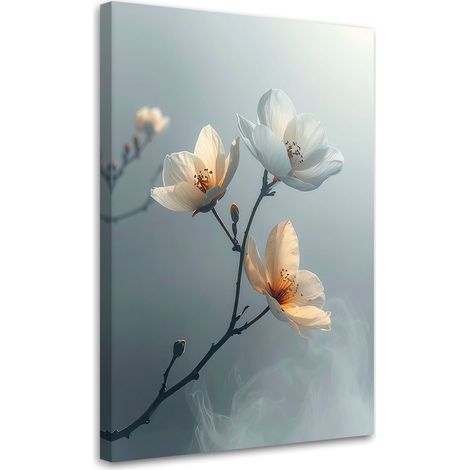 Cuadro sobre Lienzo Ramitas con flores botánicas grises 20x30 (1/5)