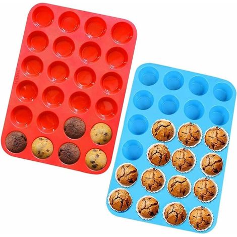 Moule en SiliCône Rond Mini Moule en SiliCône Revêtement Antiadhésif Moule Antiadhésif Vaisselle Moule en SiliCône Muffin Gateau Au Chocolat Cupcake Cupcake Jelly Ustensiles De Cuisine Bleu-Fei Yu