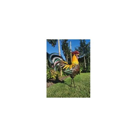 Metallene Hahnenfiguren für Garten, Hinterhof und Außendekoration – Künstlerische Tierskulpturen für Rasen und Küche (1/5)
