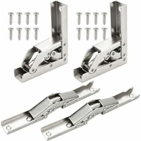 4 PCS Charnières Pliant 90 Degré Plein Recouvrante Charniere Porte en Acier Inoxydable Charniere Meuble Cuisine Invisible avec 16 Vis pour Fermeture d’Armoire de Porte Placard 6.86.82.2cm