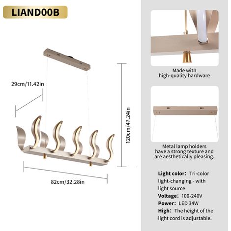 LED Lotus-Pendelleuchte Linear, Moderne Esszimmerlampe Gold, 3 Lichtfarben, Höhenverstellbar, Design-Hängeleuchte