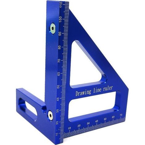 Winkelmesser für Holzbearbeitung aus Aluminiumlegierung, Gehrungsdreieck, hochpräzises Anreißen, Messwerkzeug für Ingenieure und Schreiner, 1 Stück, blau (1/5)