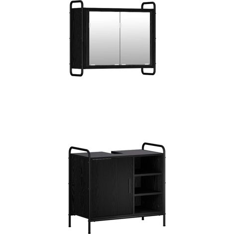 vidaXL Bathroom Cabinet Set 2 pcs Black Oak 65.5 x 34 x 61 cm (1/5)