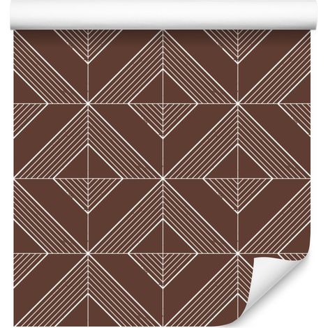 Papier peint à motif losanges géométriques, rouille et orange, 50 x 1000 cm (1/5)