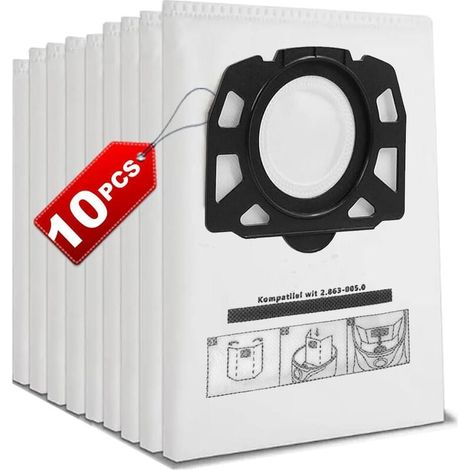 Lot de 10 sacs pour aspirateur Kärcher wd4 wd5 wd6 p wd5p wd6p Premium 2.863–006.0 KFI 487 MV4 MV5 MV6 (1/4)