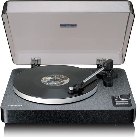 Lenco LBTA-165BK Platine entièrement automatique - Bluetooth 5.3 - Boîtier de Bois - Cymbales de Métal et AT3600L Pickup - Auto Start et Auto Return - 2 vitesses (33/45 RPM) -