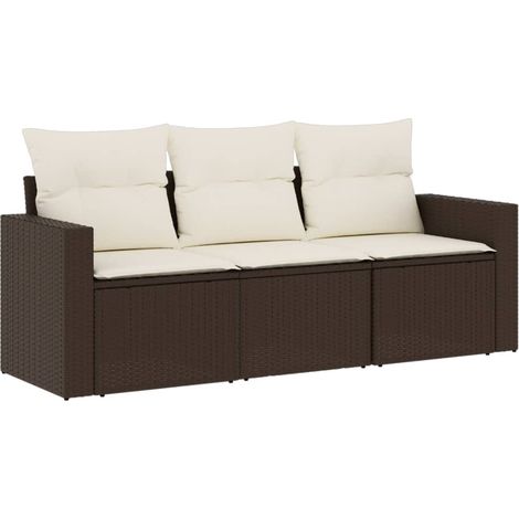 Maison Exclusive - Set sofás de jardín 3 piezas y cojines ratán s (1/3)