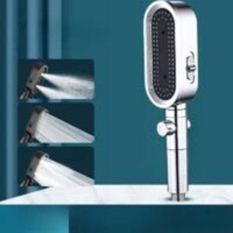 Pommeau de douche 3 modes, adoucisseur d'eau et buses anti-obstruction. Système de lavage puissant intégré pour nettoyer les baignoires, les carreaux et les animaux domestiques (Argent). (1/3)