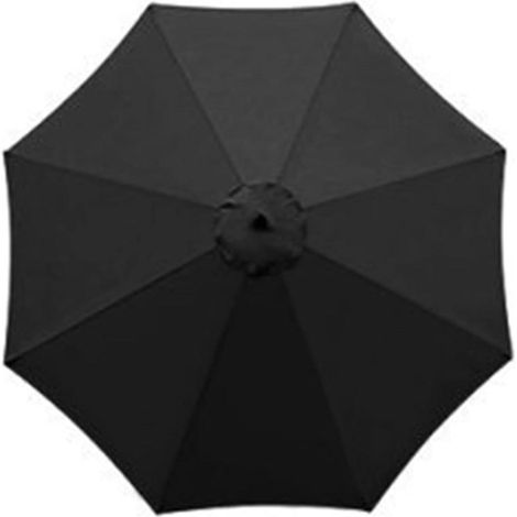 Toile de remplacement pour parasol terrasse protection soleil pluie polyester étanche anti uv diametre 3 mètres couleur noir (1/5)
