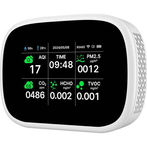 Détecteur Qualité Air Intérieur Capteur CO2 PM2.5 TVOC HCHO Moniteur 10 Paramètres avec Batterie 3000mAh pour Maison (1/5)