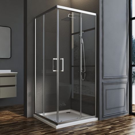 Duschkabine 75x80 cm Schiebetür, Duschkabine 80x75cm Eckeinstieg Duschabtrennung mit 6mm ESG Sicherheitsglas Glas Duschwand Höhe: 185cm