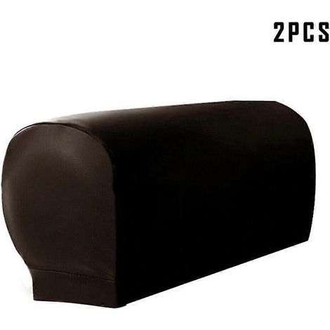 Lot de 2 housses de protection extensibles et imperméables en similicuir pour accoudoirs de canapé et fauteuil. (1/5)