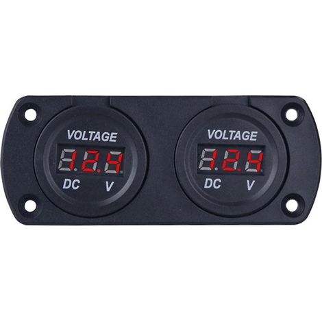 Kfz-Voltmeter mit LED-Doppelanzeige, 6–35 V, für 12/24-V-Systeme, Pkw, Lkw, SUV, Boote – Rot