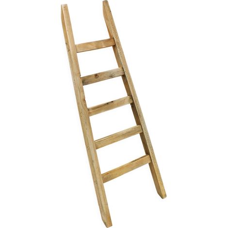 Holz Dekoleiter konisch mit 5 Sprossen - 80 x 29 cm - Mini Leiter im Landhaus Design