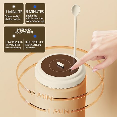 Plaque Agitatrice Electrique - Pour Tasse Café - Moteur Puissant - Rechargeable USB - Avec Cuillère - 12 x 12 x 2,7 cm - 133 g (1/5)