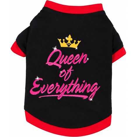 T-shirt de Noël pour chien, motif os rouge, tailles XS à M, en polyester, modèle M avec couronne noire. (1/4)