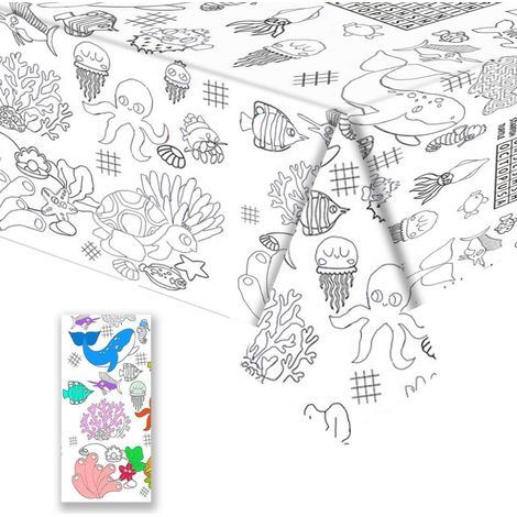 Ausmal-Tischdecke Ozean 137x274 cm für Kinder, Party, Geburtstag