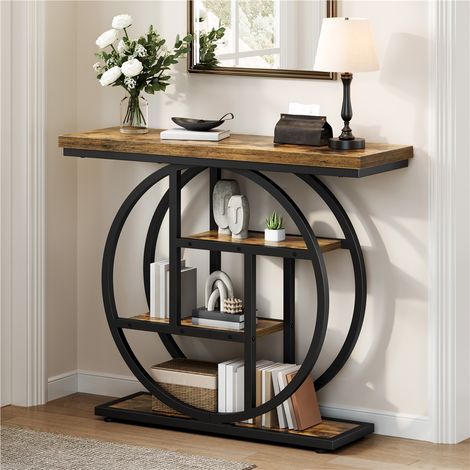 Yaheetech Tavolo Consolle da Ingresso a 4 Ripiani, 100×30×82 cm (1/5)