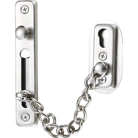 Cadena de seguridad, cadena de puerta de acero inoxidable 304, cerradura de cadena de puerta con tornillos, usada (1/5)