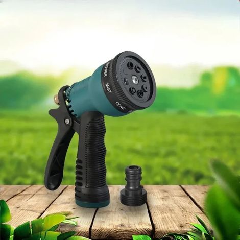 Pistolet à eau haute pression (vert) 8 modes pour jardin, tuyau d'arrosage, arroseur pour lavage de voiture et de cour, outil d'arrosage pour tuyau d'irrigation (1/5)