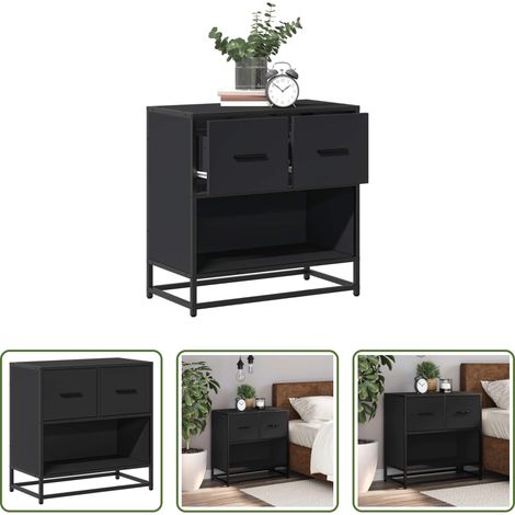 vidaXL Métal - Table de chevet noir 60x31x60 cm bois d'ingénierie et métal (1/5)