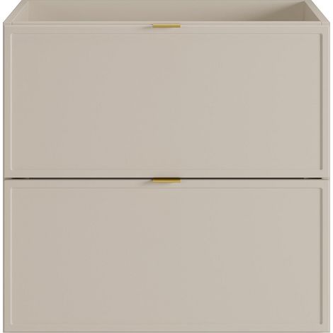 Meuble sous vasque suspendu avec poignées en métal - Coloris beige - 60 cm - ONDIL (1/3)