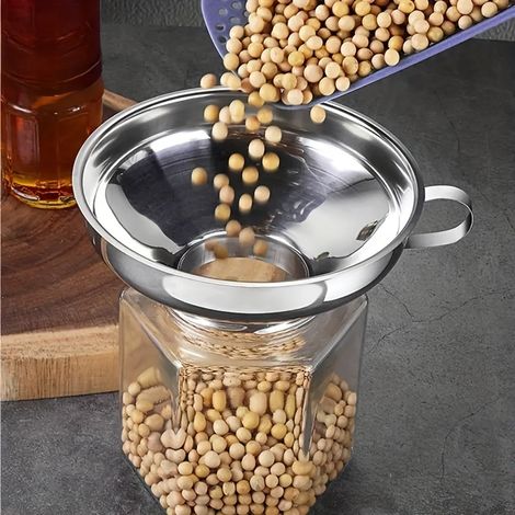 1 entonnoir de cuisine à large ouverture avec poignée, adapté aux bocaux et bouteilles à ouverture large et standard. (1/5)