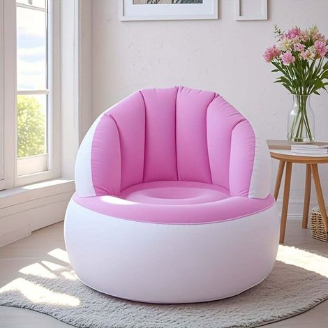 Einfaches, aufblasbares Sofa mit Rückenlehne, faltbar und tragbar, aus PVC, für Wohnzimmer, Schlafzimmer, Balkon, rosa