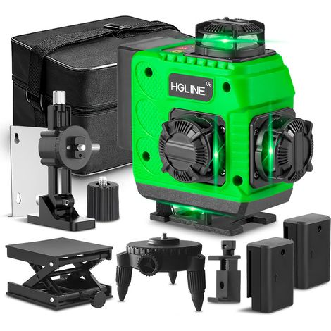 Nivel Láser 4 x 360°,4D Verde 16 Líneas Autonivelante Herramienta Láser de Nivelación Cruzada - 25m - LK-802