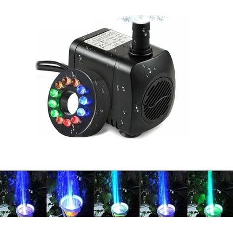 Mini pompe à eau 15 W, 12 LED, pompe submersible pour bassin, fontaine, aquarium, piscine et jardin, prise européenne (1/5)