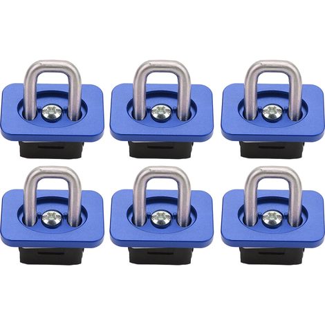Lot de 6 anneaux d'arrimage en acier inoxydable pour plateau de pick-up, capacité de 454 kg (1000 lb), compatibles avec Chevy Silverado 2007-2021 (bleu). (1/5)