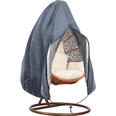 Housse de chaise suspendue - 190 x 115 cm - Housse de chaise cocon avec fermeture éclair - Imperméable - Coupe-vent - Durable - Protection pour meubles de jardin (1/5)