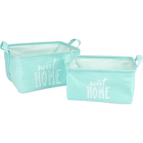 Lot de 2 Panières "Sweet Home" 32cm Vert Menthe (1/2)