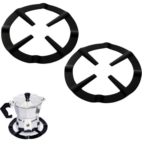 2 Pièce Moka Pot Cuisinière Support Pot Réducteur Anneau Stand Cafetière étagère accessoires Réducteur de Brûleur Support anneau fixation pour cafetière à expresso four et cuisine (Noir) (1/5)